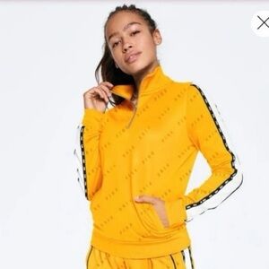PINK Victoria's Secret Yellow Ultimate Quarter Zip Track Jacket Size Large L